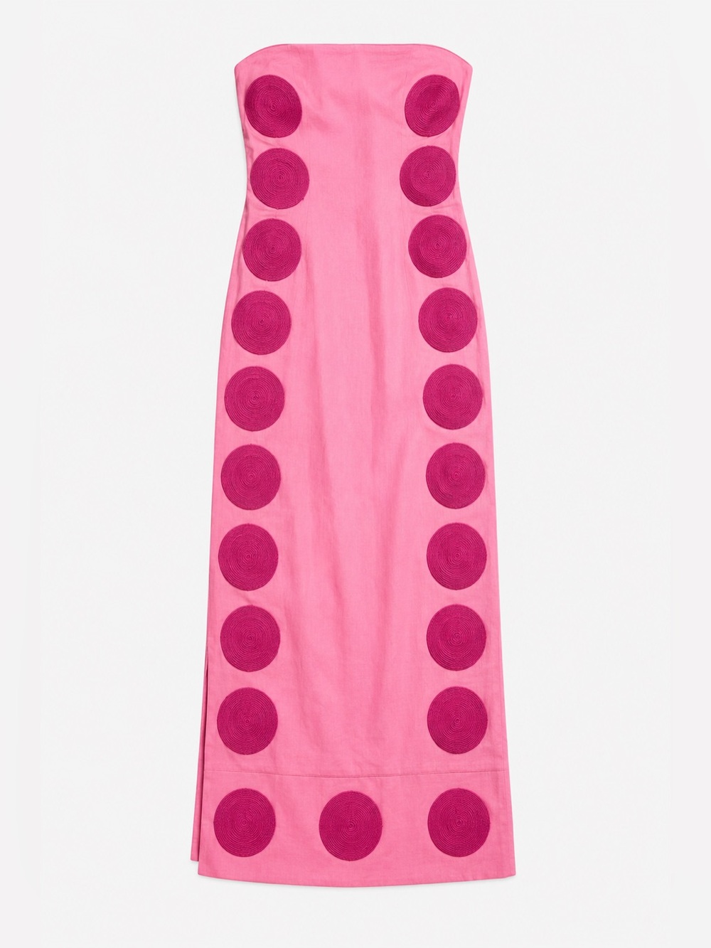 The Wolf Gang Filipa Embroidered Strapless Maxi Dress Linen Blend Floss Pink M - Picture 2 of 13